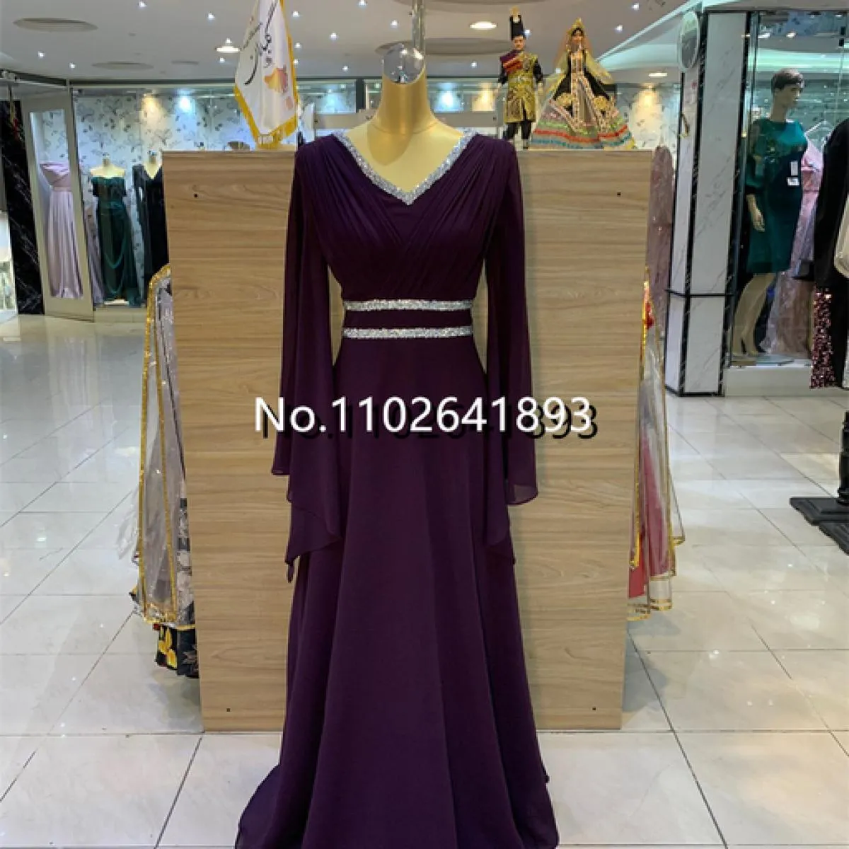 Abiti da sera formali Dubai glitterati in chiffon lucido con scollo a V, abito da ballo lungo fino al pavimento, per matrimoni,