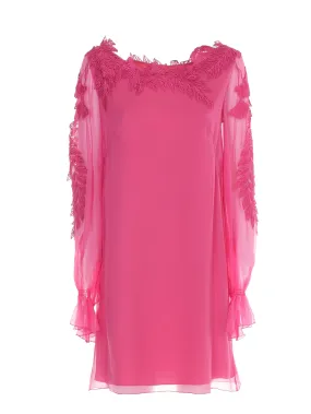 ABITO CORTO FUCSIA IN CHIFFON DI SETA