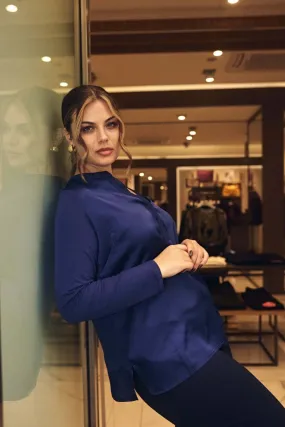 CAMICIA CON SCOLLO SERAFINO BLU