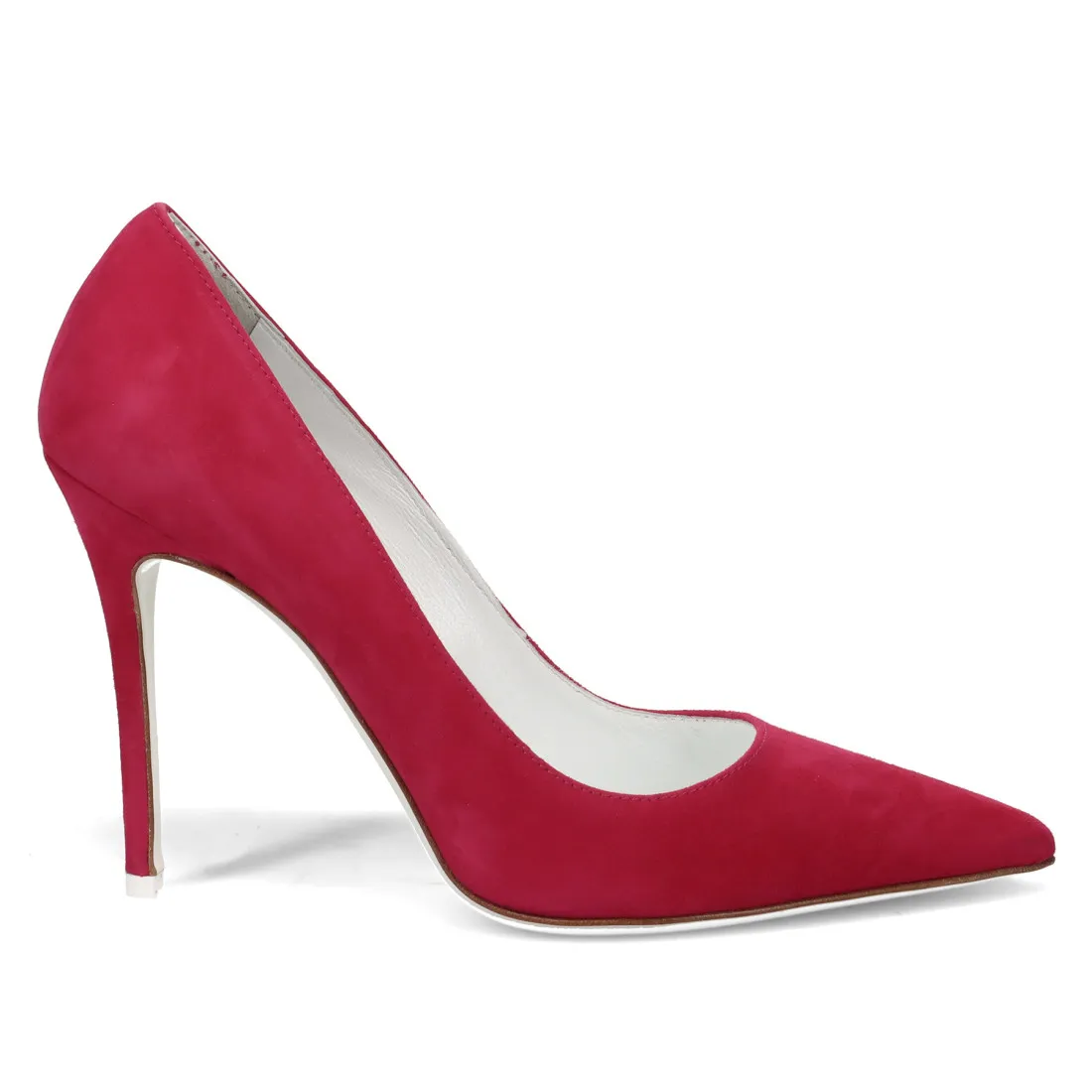 Decolletè White D in camoscio fucsia con tacco alto
