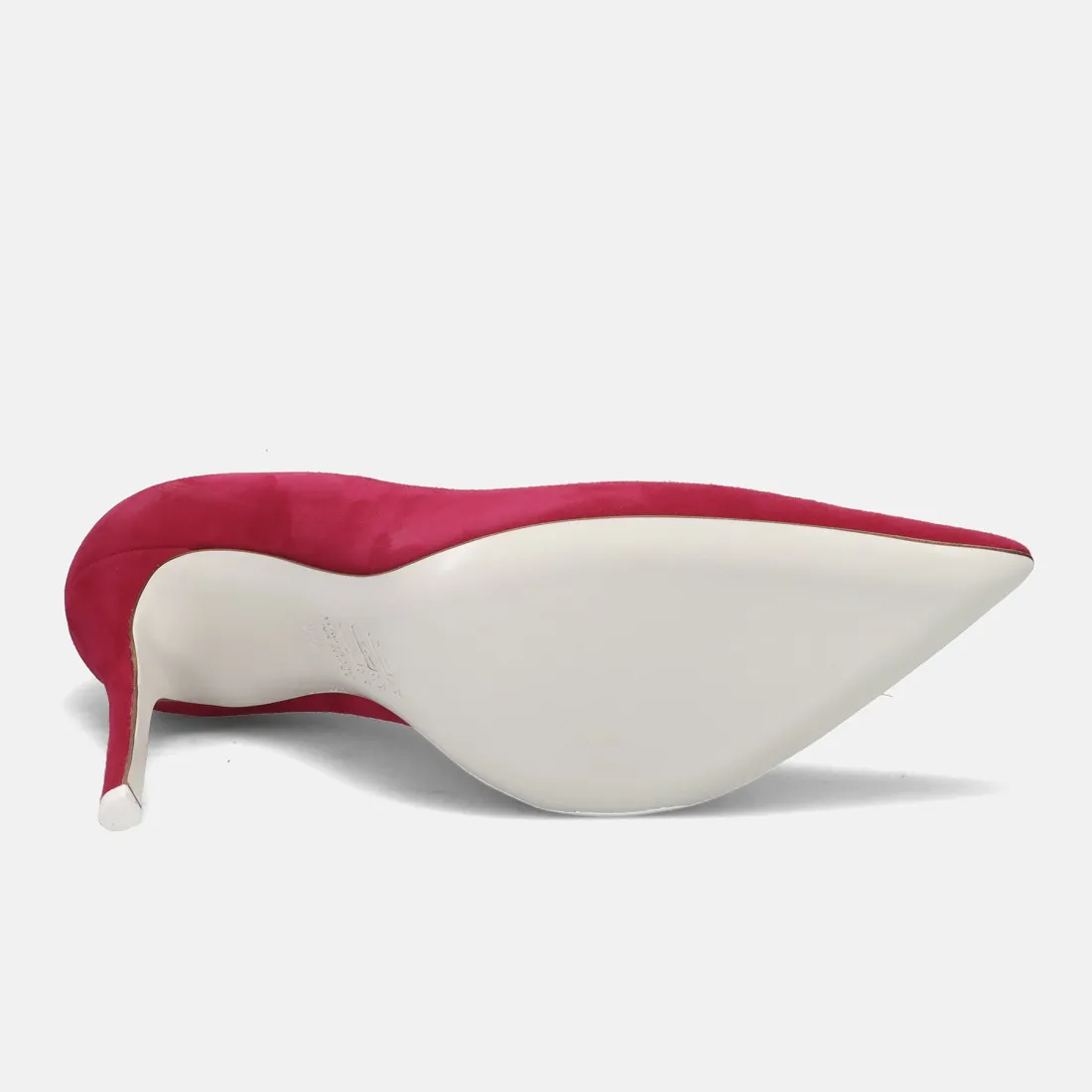 Decolletè White D in camoscio fucsia con tacco alto