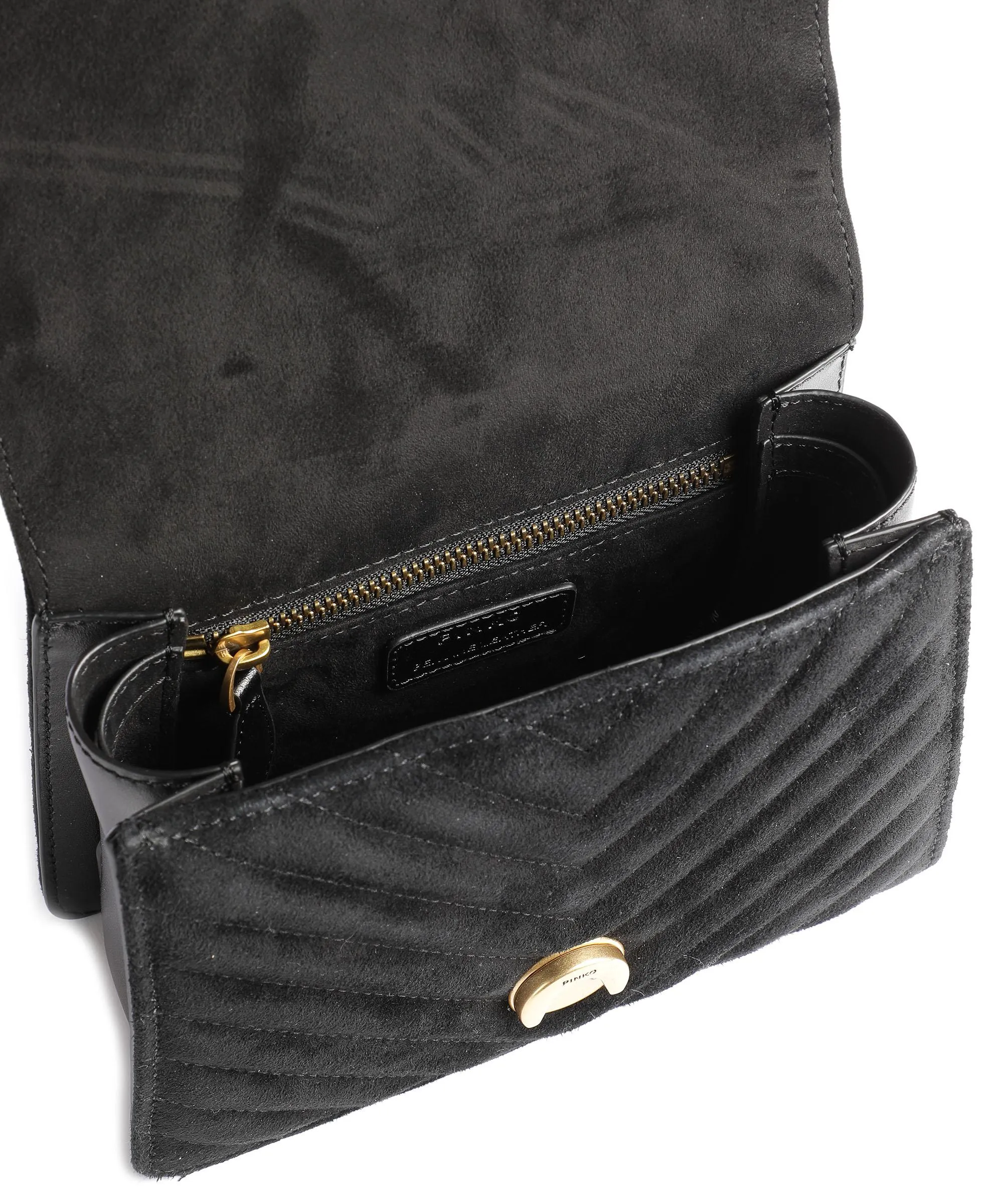 Pinko Love One Mini Borsa a tracolla pelle ruvida nero  