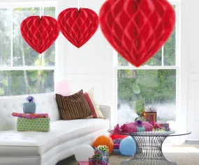 sfera cuore rosso a nido d'ape 30 cm