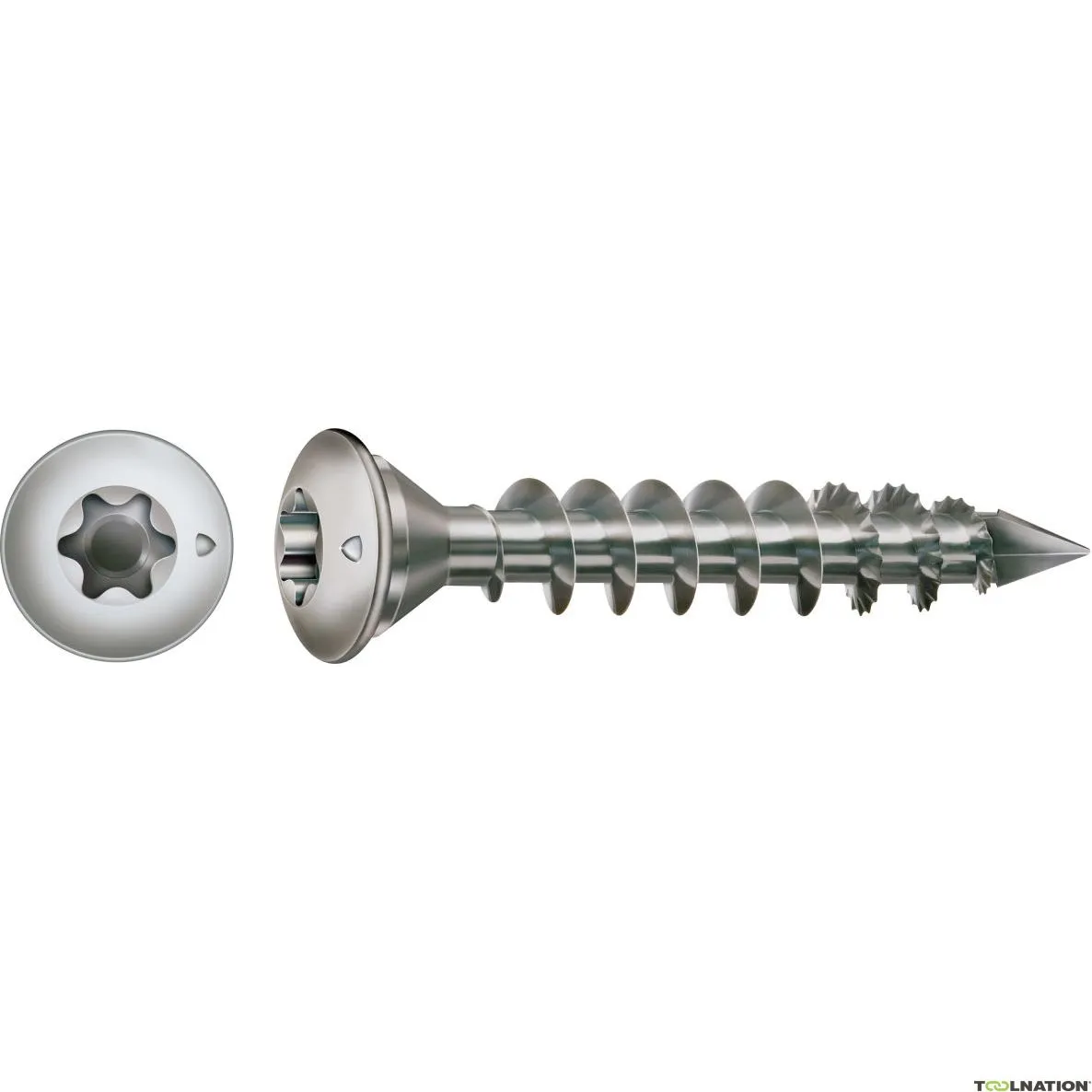 SPAX 35708000601001 Vite per palo 8 x 50 mm, testa centrale, T-STAR PLUS T40, filettatura oro, acciaio inox A1 - 50ST