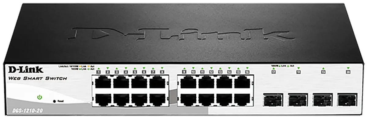 Switch Ethernet D-Link Gigabit, 10/100/1000Mbit/s, 20 porte, Desktop, Montaggio rack , No