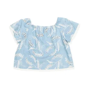Top Sangallo Azzurro E Bianco Bambina E Teen