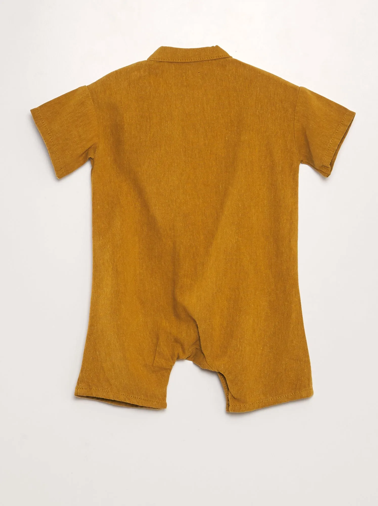 Tuta corta in misto lino a maniche corte - Unisex - GIALLO