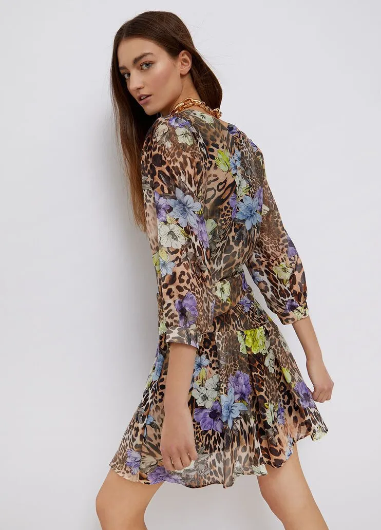Vestito animalier in misto seta liu jo